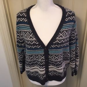 Lands’ End Canvas Fair Isle Cardigan NWT